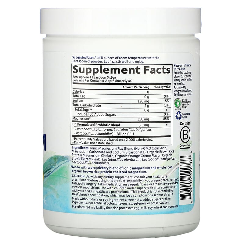 Garden of Life, Dr. Formulated, Whole Food Magnesium Powder, Orange, 7 oz (197.4 g) 658010122788