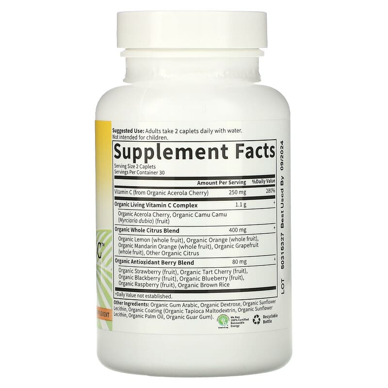 Garden of Life, Living Vitamin C, 60 Vegetarian Caplets 658010111485