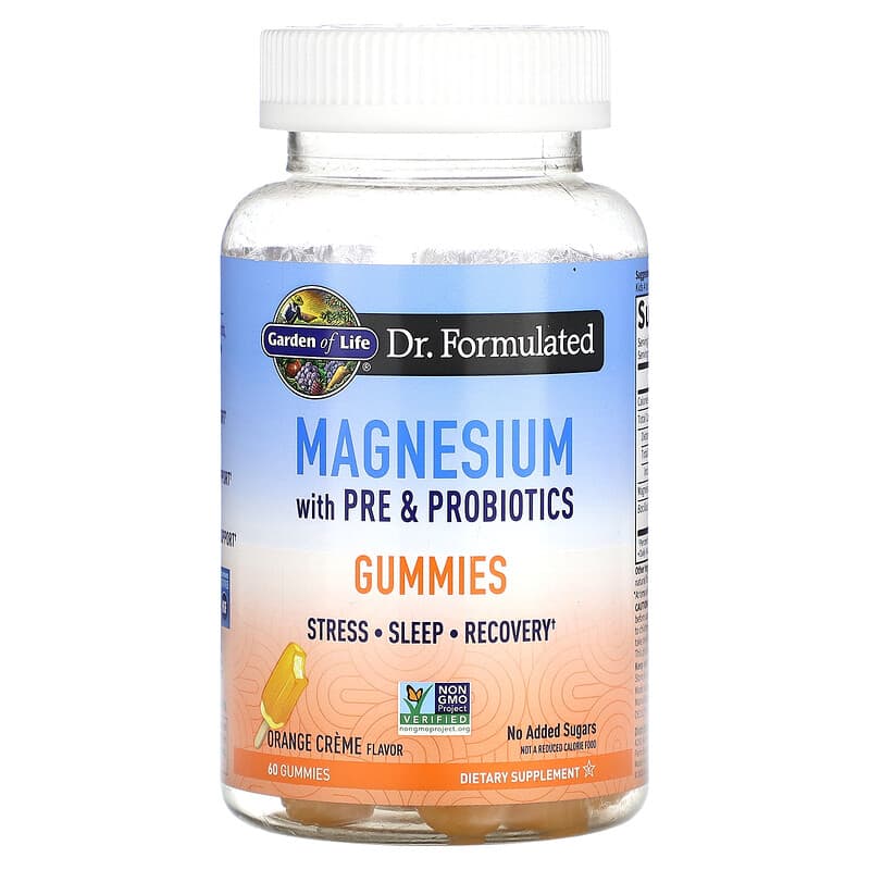 Garden of Life Magnesium with Pre & Probiotics Gummies Orange Creme 60 Gummies 658010132701