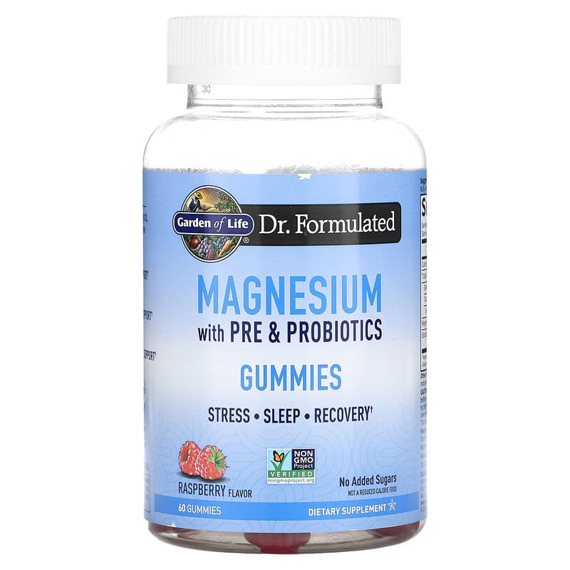 Garden of Life Magnesium with Pre & Probiotics Gummies Raspberry  60 Gummies 658010130899
