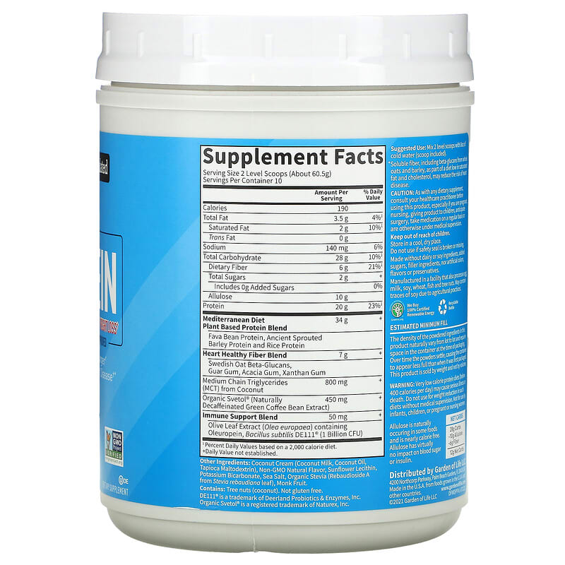 Garden of Life, MD Protein, Fit, Sustainable Plant-Based Weight Loss, Creamy Vanilla, 21.34 oz (605 g) 658010129558