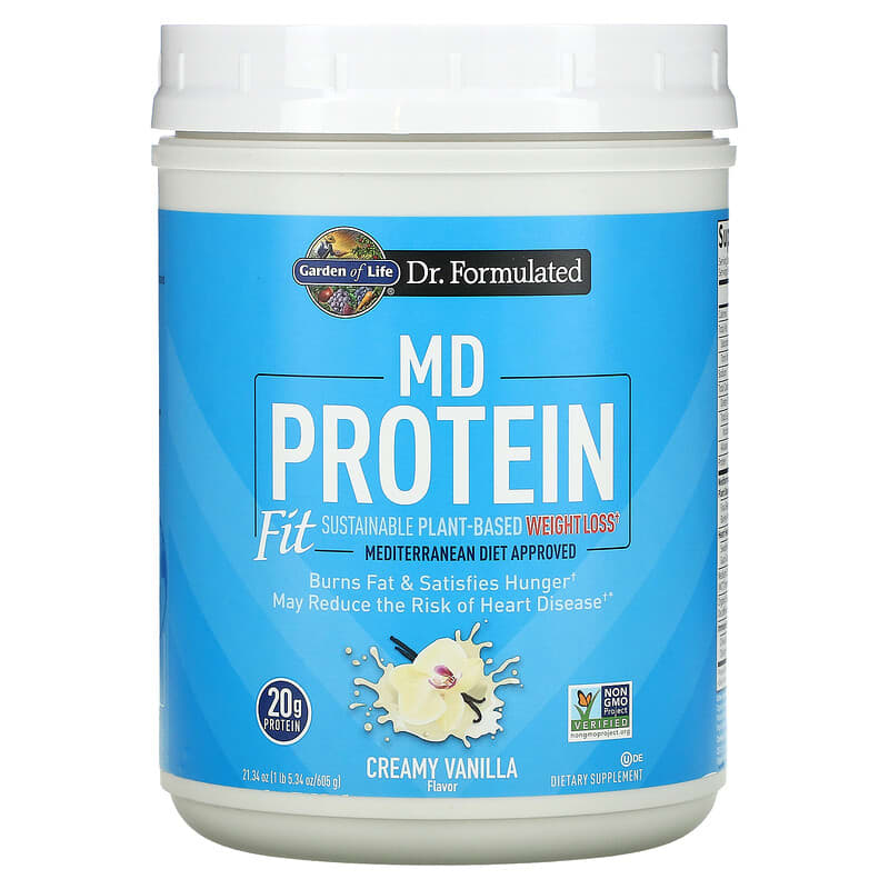 Garden of Life MD Protein Fit Sustainable Plant-Based Weight Loss Creamy Vanilla 21.34 oz (605 g) 658010129558