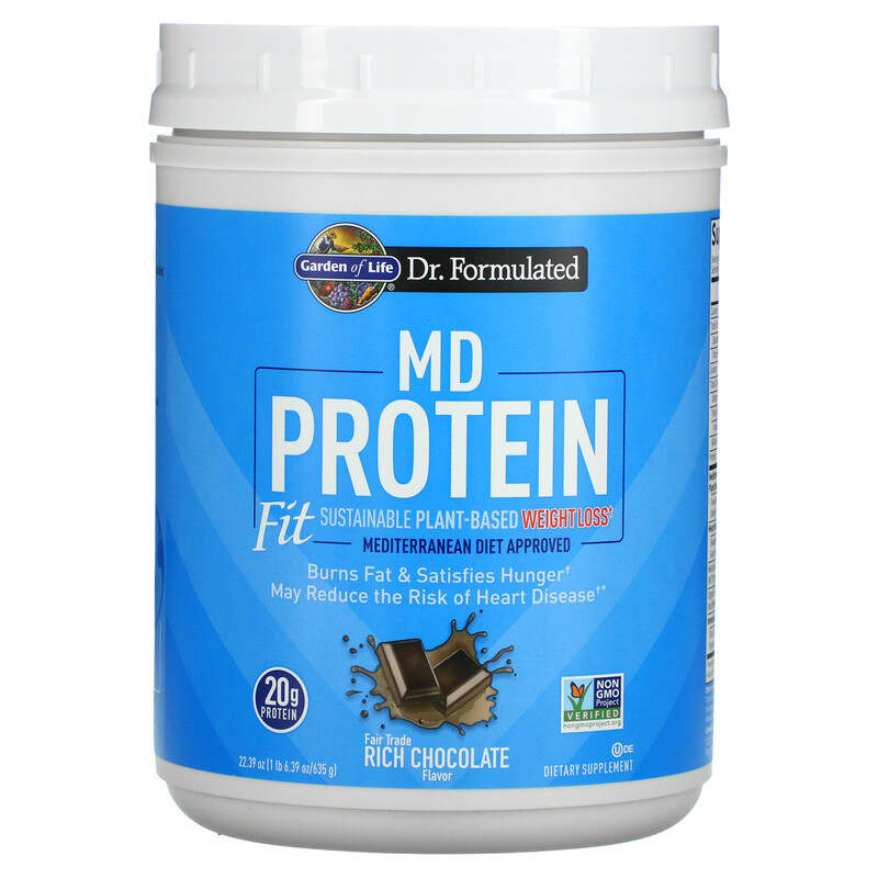 Garden of Life MD Protein Fit Sustainable Plant-Based Weight Loss Rich Chocolate 22.39 oz (635 g) 658010129541