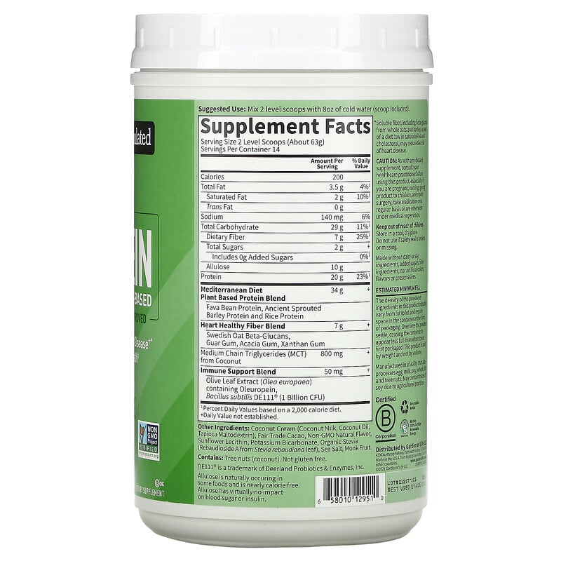 Garden of Life, MD Protein, Sustainable Plant-Based, Rich Chocolate, 31.11 oz (882 g) 658010129510