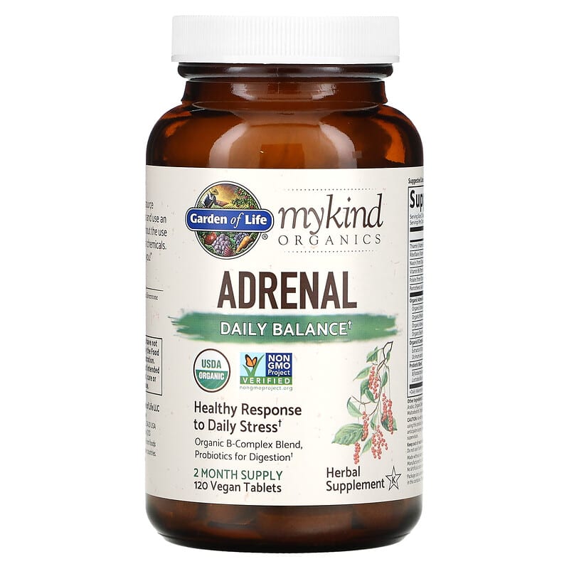 Garden of Life, MyKind Organics, Adrenal, Daily Balance, 120 Vegan Tablets 658010121866