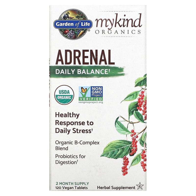 Garden of Life MyKind Organics Adrenal Daily Balance 120 Vegan Tablets 658010121866
