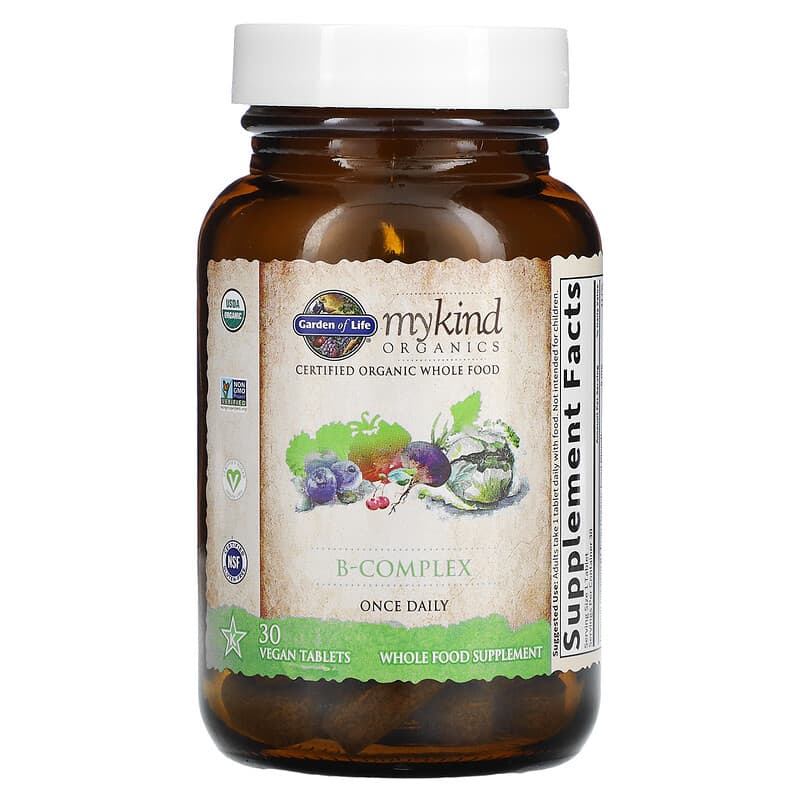 Garden of Life, MyKind Organics, B-Complex, 30 Vegan Tablets 658010118507