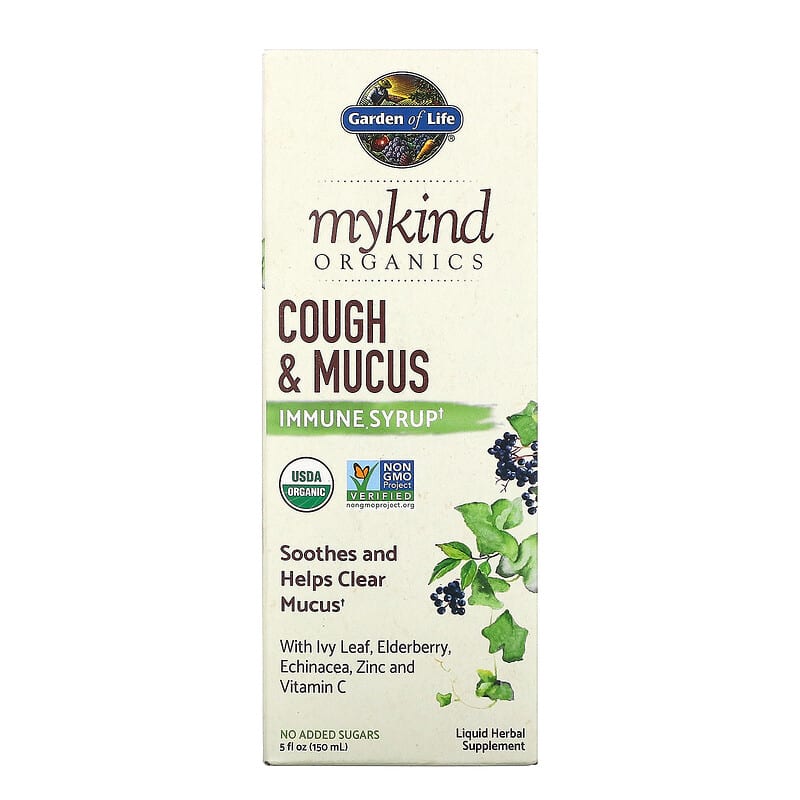 Garden of Life MyKind Organics Cough & Mucus Immune Syrup 5 fl oz (150 ml) 658010128148