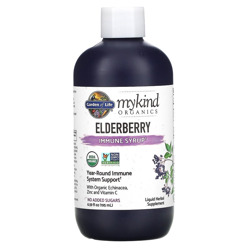 Garden of Life, MyKind Organics, Elderberry Immune Syrup, 6.59 fl oz (195 ml) 658010123198