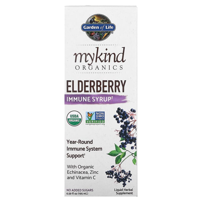 Garden of Life MyKind Organics Elderberry Immune Syrup 6.59 fl oz (195 ml) 658010123198