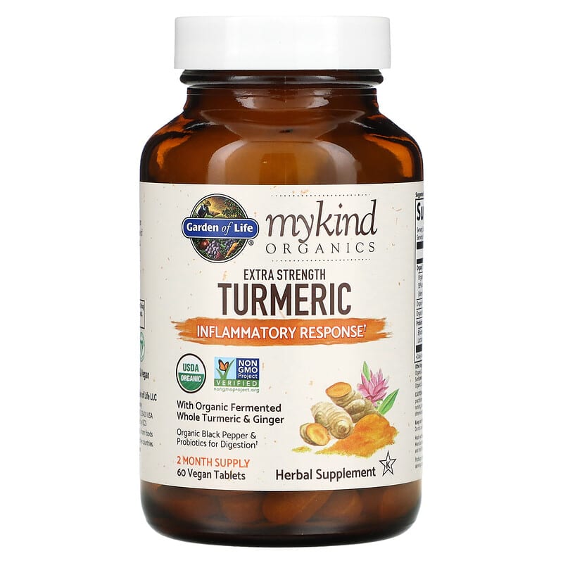 Garden of Life, MyKind Organics, Extra Strength Turmeric, Inflammatory Response, 60 Vegan Tablets 658010121903