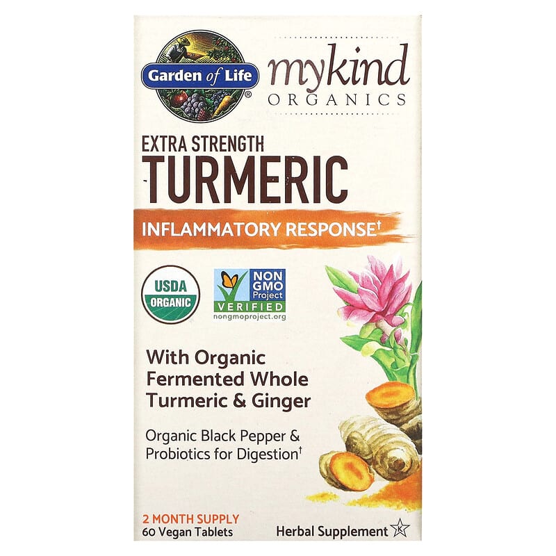 Garden of Life MyKind Organics Extra Strength Turmeric Inflammatory Response 60 Vegan Tablets 658010121903