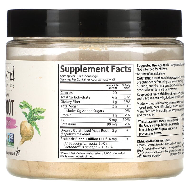 Garden of Life, MyKind Organics, Fair Trade Organic Maca Root, Energy Boost, 7.93 oz (225 g) 658010123099