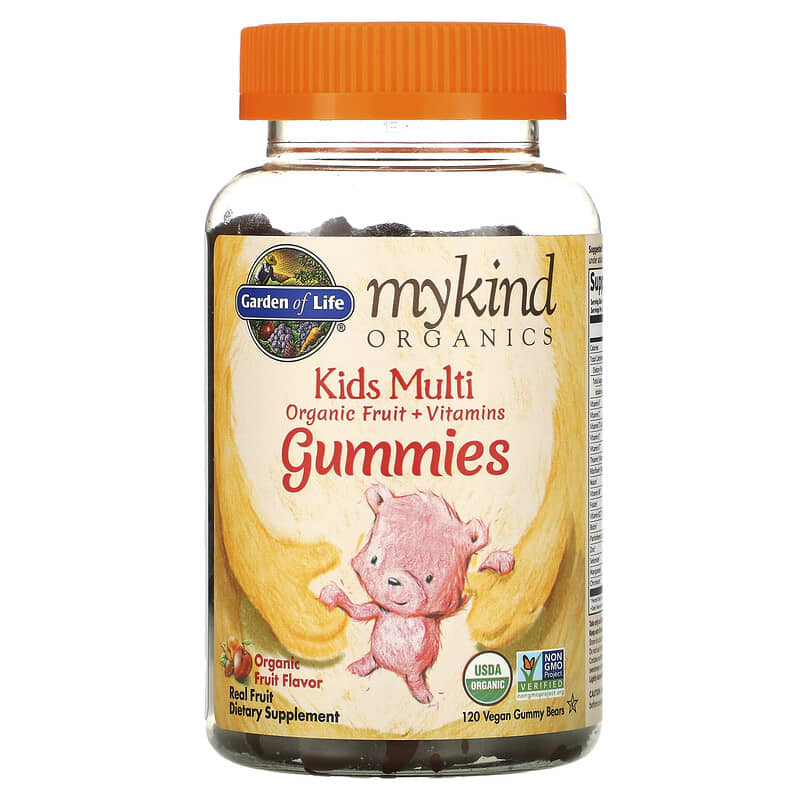 Garden of Life MyKind Organics Kids Multi Organic Fruit Flavor 120 Vegan Gummy Bears 658010120272