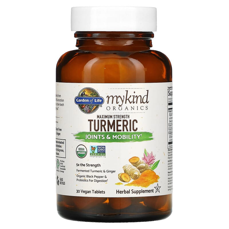 Garden of Life, MyKind Organics, Maximum Strength Turmeric, Joints & Mobility, 30 Vegan Tablets 658010121910