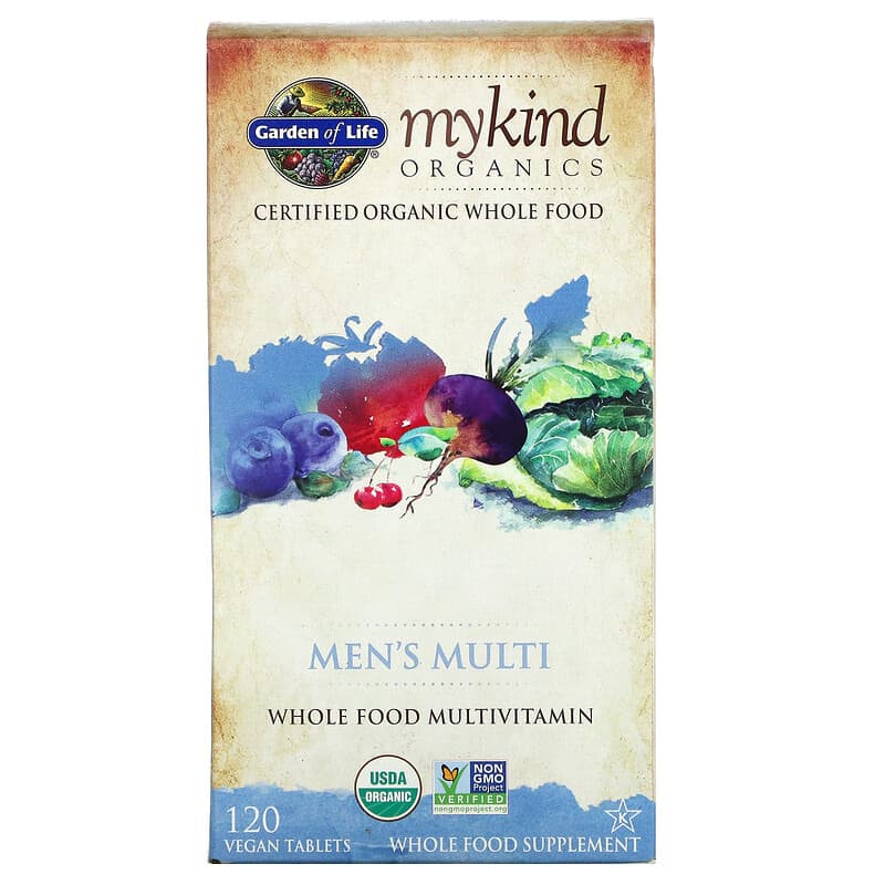 Garden of Life MyKind Organics Men's Multi 120 Vegan Tablets 658010117654