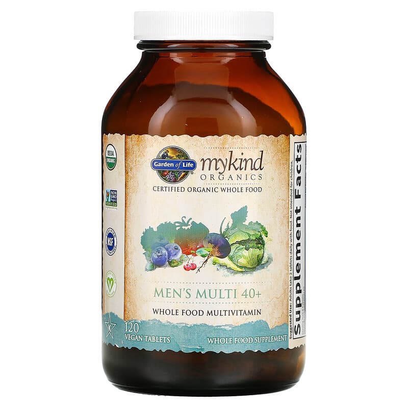 Garden of Life, MyKind Organics, Men's Multi 40+, 120 Vegan Tablets 658010117692