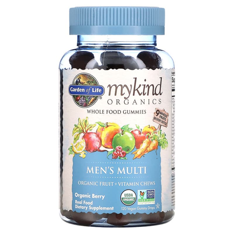 Garden of Life MyKind Organics Men's Multi Organic Berry 120 Vegan Gummy Drops 658010120296