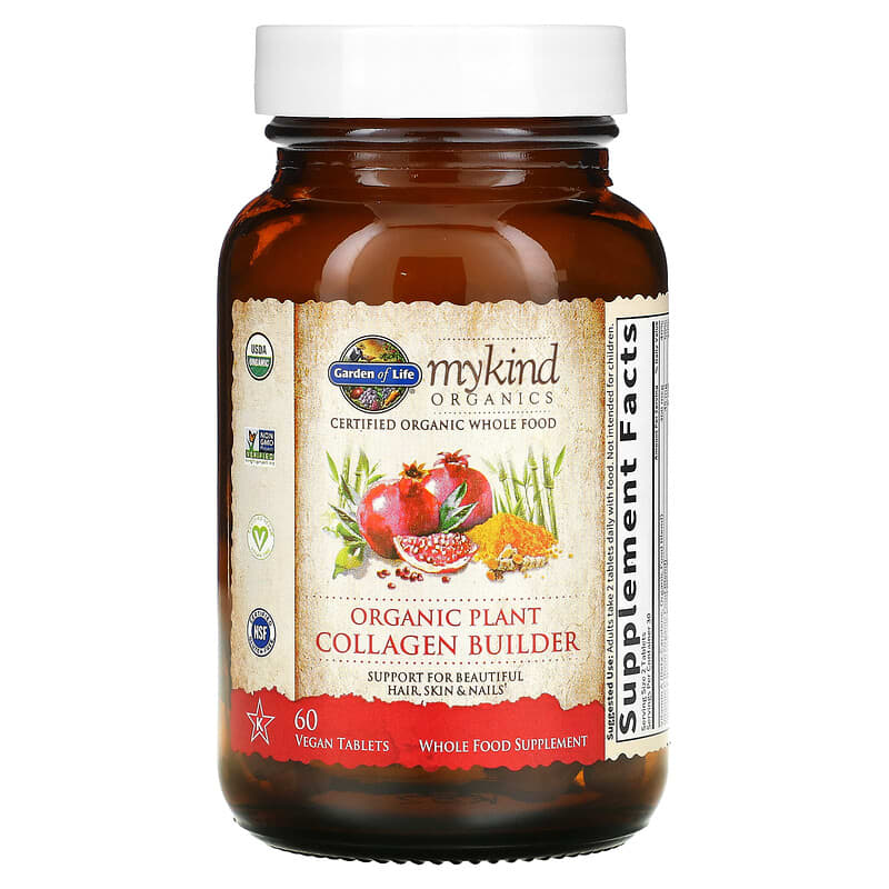 Garden of Life, MyKind Organics, Organic Plant Collagen Builder, 60 Vegan Tablets 658010120135
