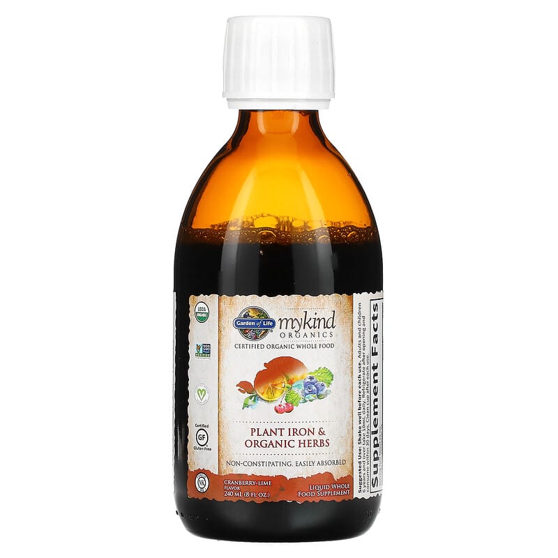 Garden of Life, MyKind Organics, Plant Iron & Organic Herbs, Cranberry-Lime, 8 fl oz (240 ml) 658010118583