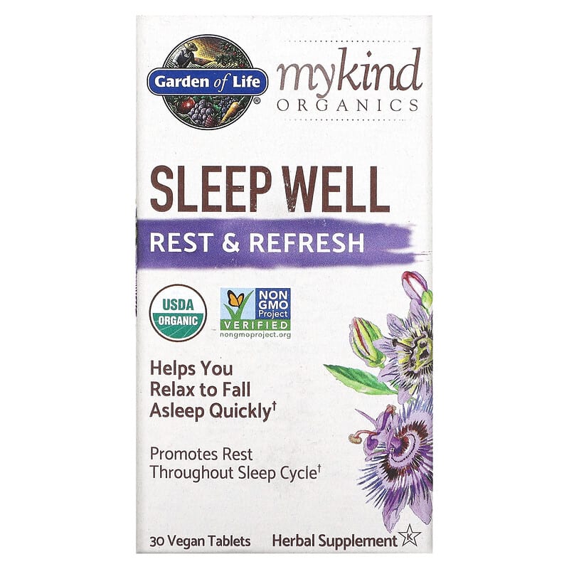 Garden of Life MyKind Organics Sleep Well Rest & Refresh 30 Vegan Tablets 658010121897