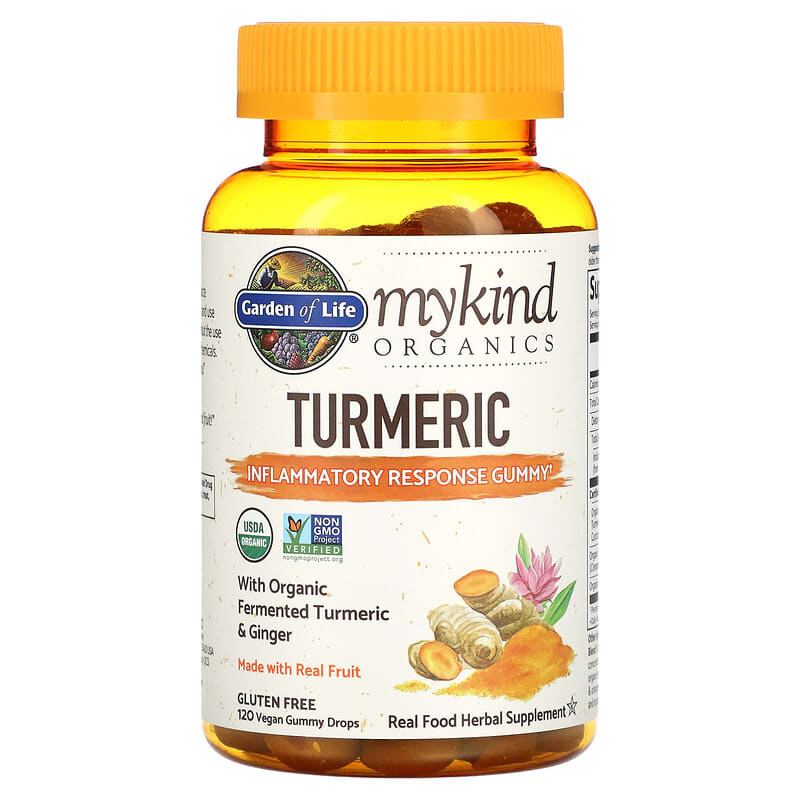 Garden of Life MyKind Organics Turmeric Inflammatory Response Gummy 120 Vegan Gummy Drops 658010121781