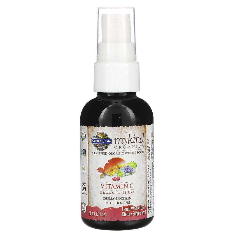 Garden of Life, MyKind Organics, Vitamin C Organic Spray, Cherry-Tangerine, 2 fl oz (58 ml) 658010118606