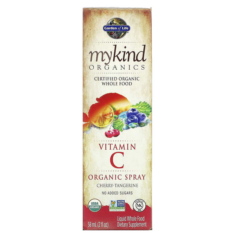 Garden of Life MyKind Organics Vitamin C Organic Spray Cherry-Tangerine 2 fl oz (58 ml) 658010118606