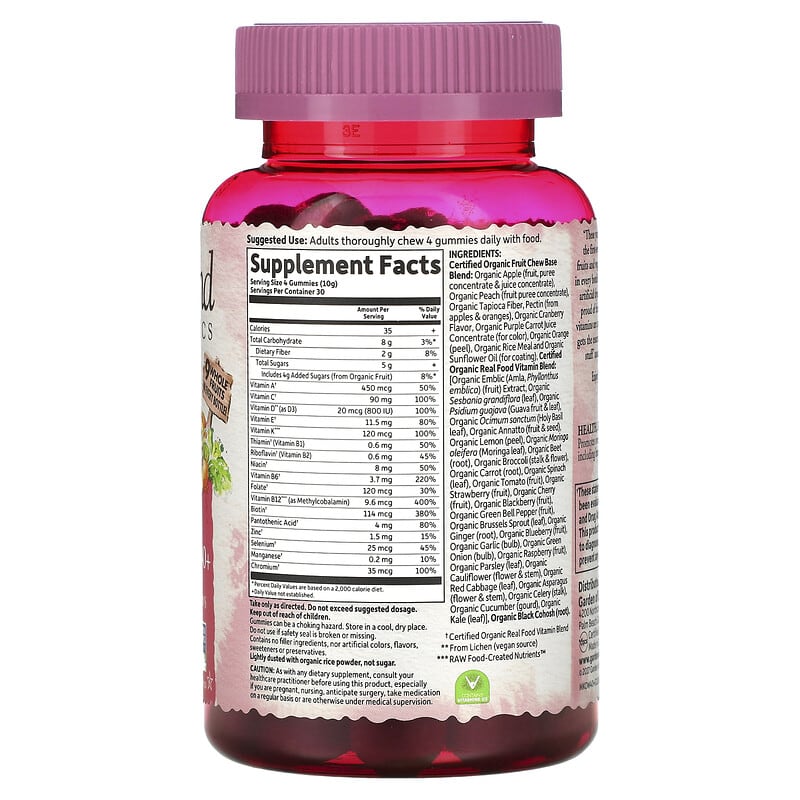 Garden of Life, MyKind Organics, Women's Multi 40+, Organic Berry, 120 Vegan Gummy Drops 658010120319