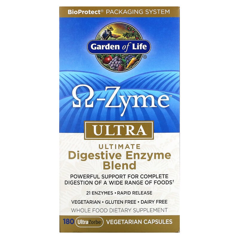 Garden of Life O-Zyme Ultra Ultimate Digestive Enzyme Blend 180 UltraZorbe Vegetarian Capsules 658010113373