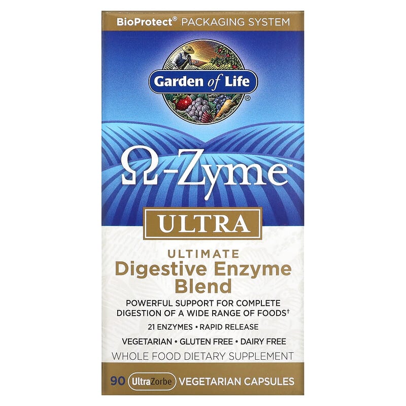 Garden of Life O-Zyme Ultra Ultimate Digestive Enzyme Blend 90 UltraZorbe Vegetarian Capsules 658010112369