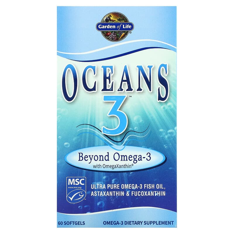 Garden of Life Oceans 3 Beyond Omega-3 with OmegaXanthin 60 Softgels 658010113854