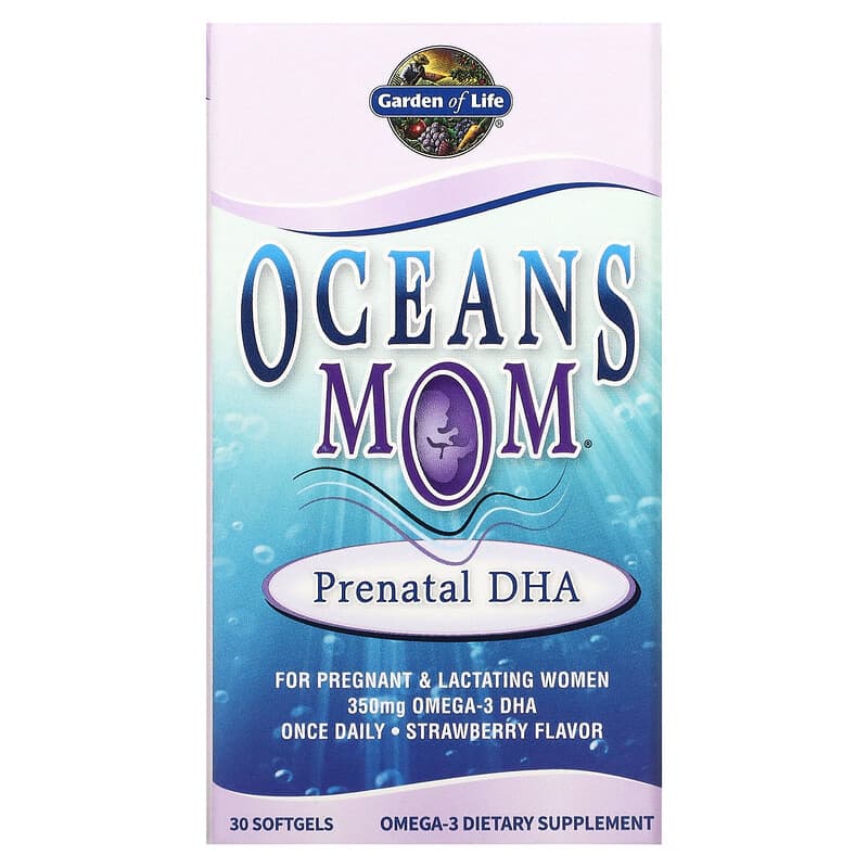 Garden of Life Oceans Mom Prenatal DHA Strawberry 350 mg 30 Softgels 658010113953