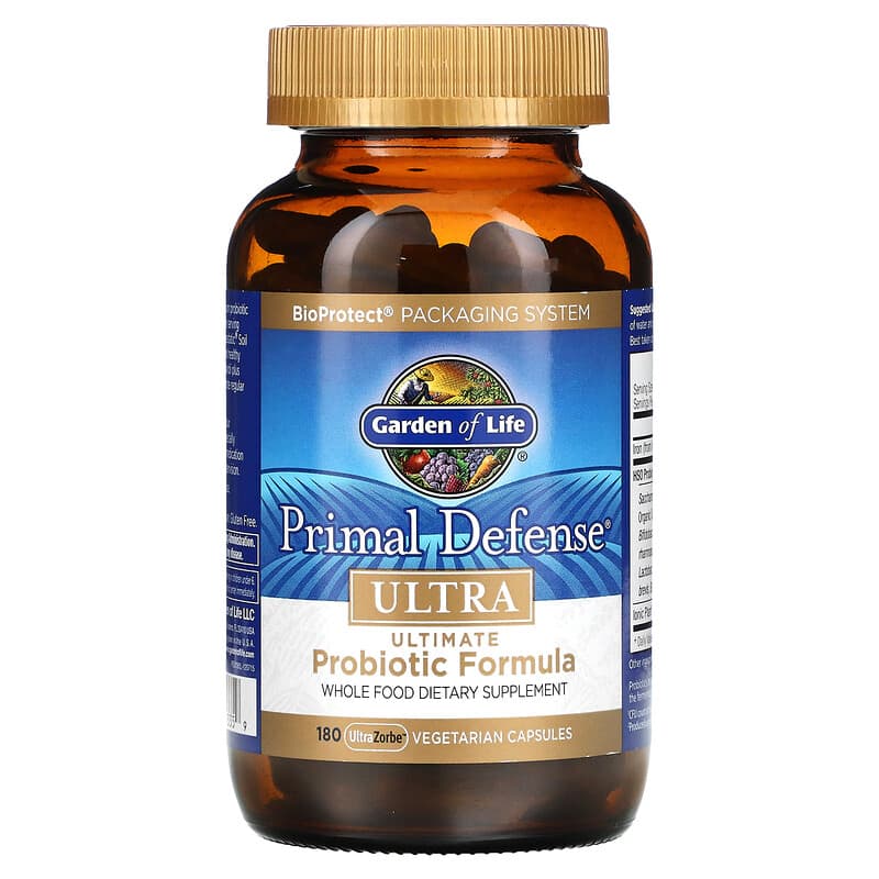Garden of Life, Primal Defense, Ultra, Ultimate Probiotic Formula, 180 UltraZorbe Vegetarian Capsules 658010113359