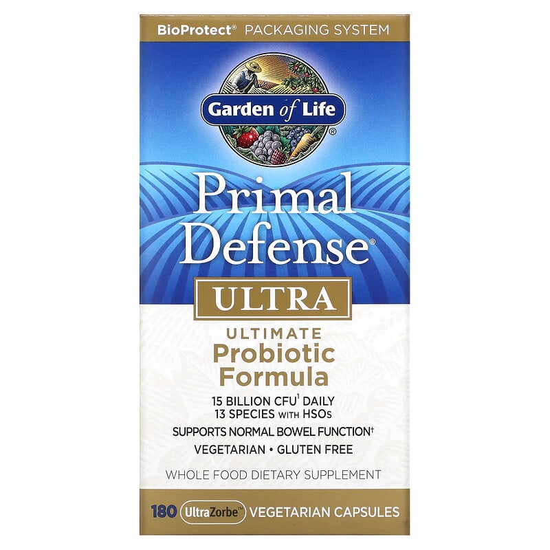 Garden of Life Primal Defense Ultra Ultimate Probiotic Formula 180 UltraZorbe Vegetarian Capsules 658010113359