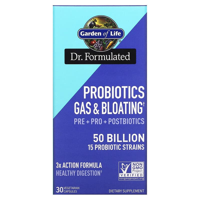 Garden of Life Probiotics Gas & Bloating 50 Billion 30 Vegetarian Capsules 658010131773