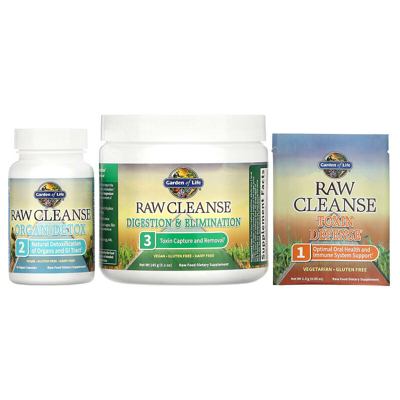 Garden of Life, RAW Cleanse, The Ultimate Standard in Cleansing and Detoxification, 3 Part Program, 3 Step Kit 658010114226