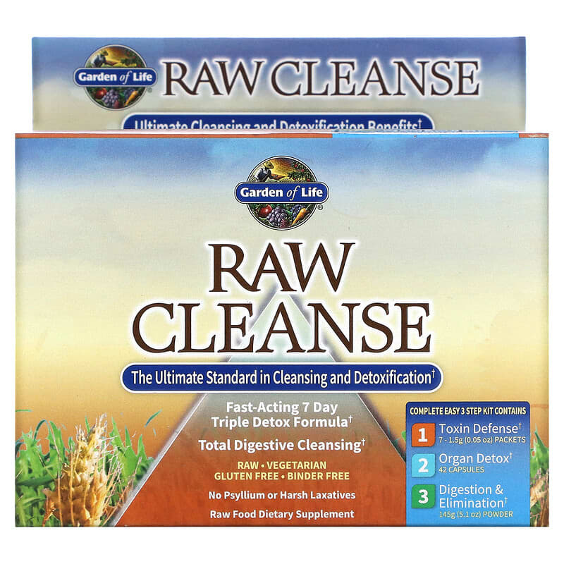 Garden of Life RAW Cleanse The Ultimate Standard in Cleansing and Detoxification 3 Part Program 3 Step Kit 658010114226