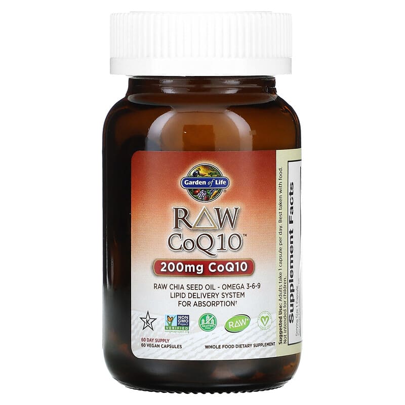 Garden of Life, RAW CoQ10, 200 mg, 60 Vegan Capsules 658010115926