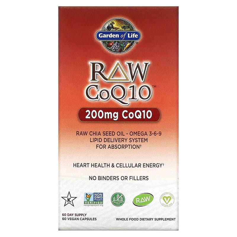Garden of Life RAW CoQ10 200 mg 60 Vegan Capsules 658010115926