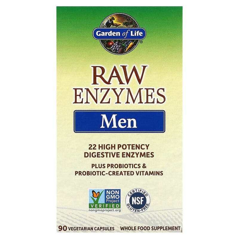 Garden of Life RAW Enzymes Men 90 Vegetarian Capsules 658010115612