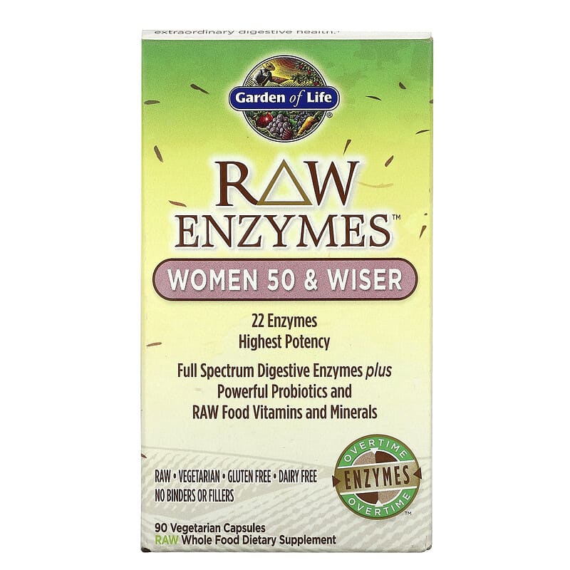 Garden of Life RAW Enzymes Women 50 & Wiser 90 Vegetarian Capsules 658010115643