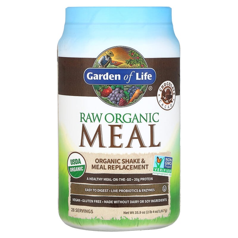 Garden of Life RAW Organic Meal Shake & Meal Replacement Chocolate Cacao 2 lb 4 oz (1,017 g) 658010115933