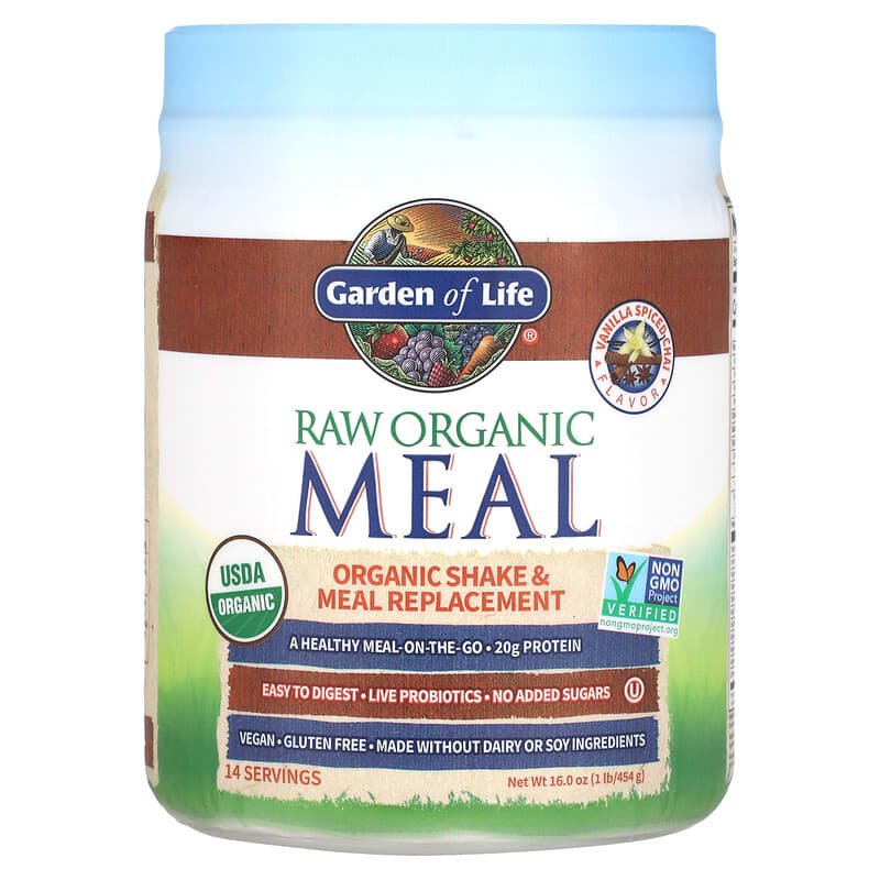 Garden of Life RAW Organic Meal Shake & Meal Replacement Vanilla Spiced Chai 16 oz (454 g) 658010116947
