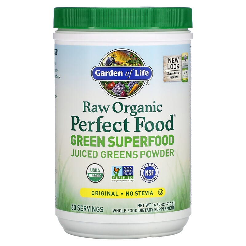 Garden of Life Raw Organic Perfect Food Green Superfood Juiced Greens Powder Original 14.6 oz (414 g) 658010117081