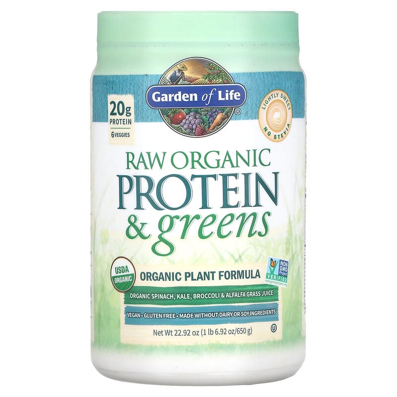 Garden of Life RAW Organic Protein & Greens Plant Formula Lightly Sweet 22.92 oz (650 g) 658010118682