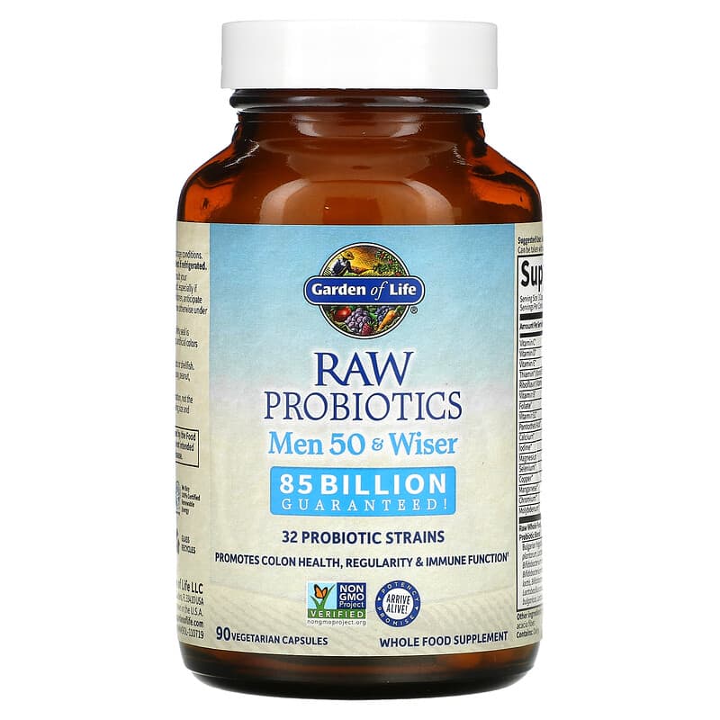 Garden of Life, RAW Probiotics, Men 50 & Wiser, 85 Billion Live Cultures, 90 Vegetarian Capsules 658010115667