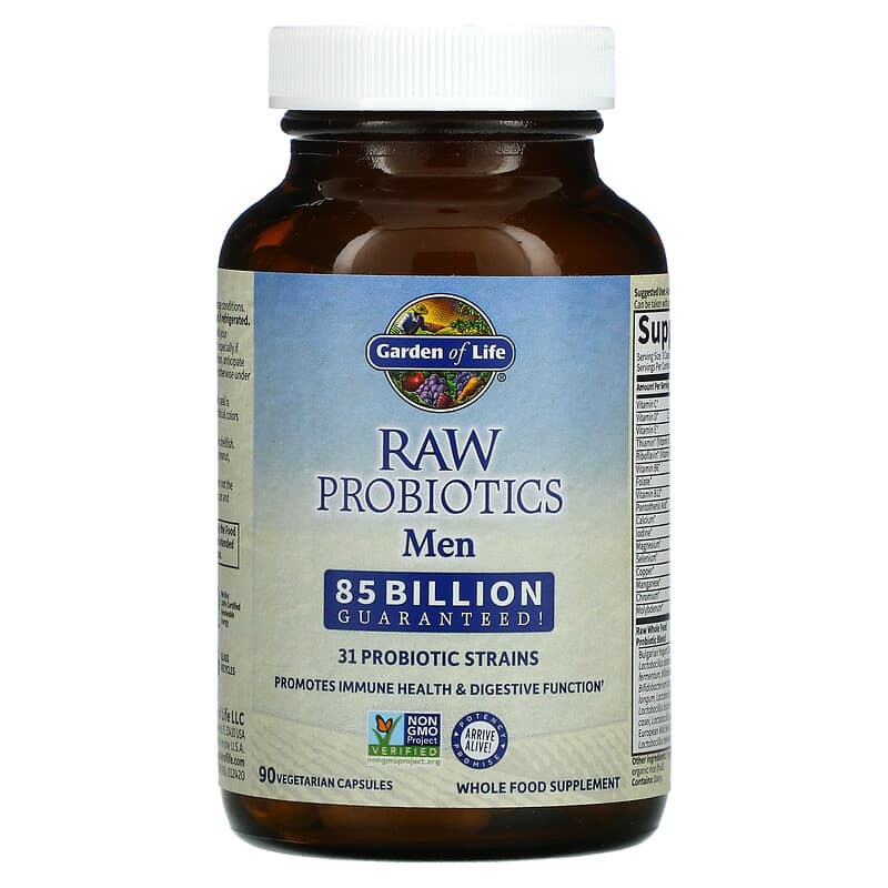 Garden of Life, RAW Probiotics, Men, 85 Billion Live Cultures, 90 Vegetarian Capsules 658010115650
