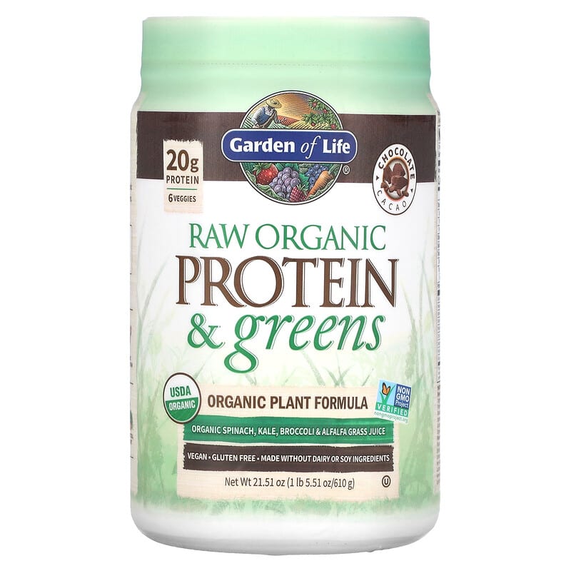 Garden of Life RAW Protein & Greens Organic Plant Formula Chocolate Cacao 21.51 oz (610 g) 658010118729