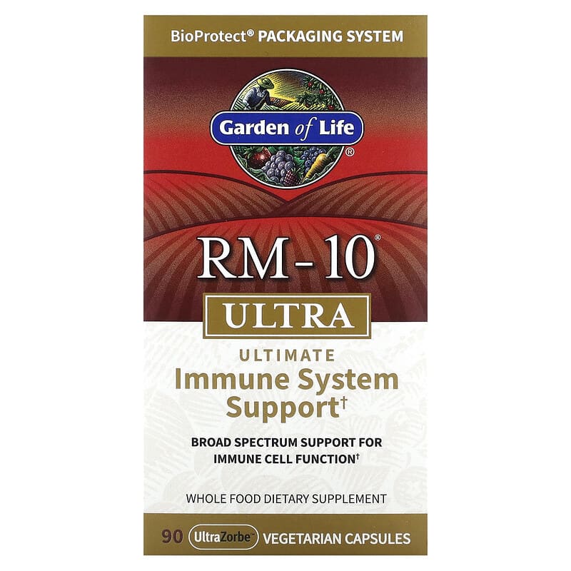 Garden of Life RM-10 Ultra Ultimate Immune System Support 90 UltraZorbe Vegetarian Capsules 658010112550